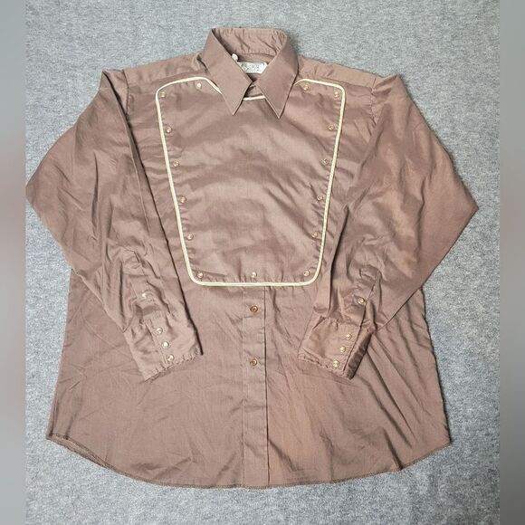 Vtg 70's Panhandle Slim Mens Size 17 Western Shirt Pearl Snap Bib Button Up Rare - Picture 1 of 10